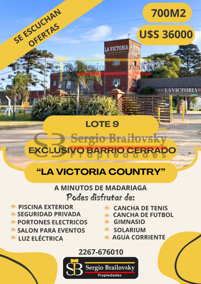 SE VENDE LOTE 9 EN LA VICTORIA COUNTRY A MINUTOS DE MADARIAGA